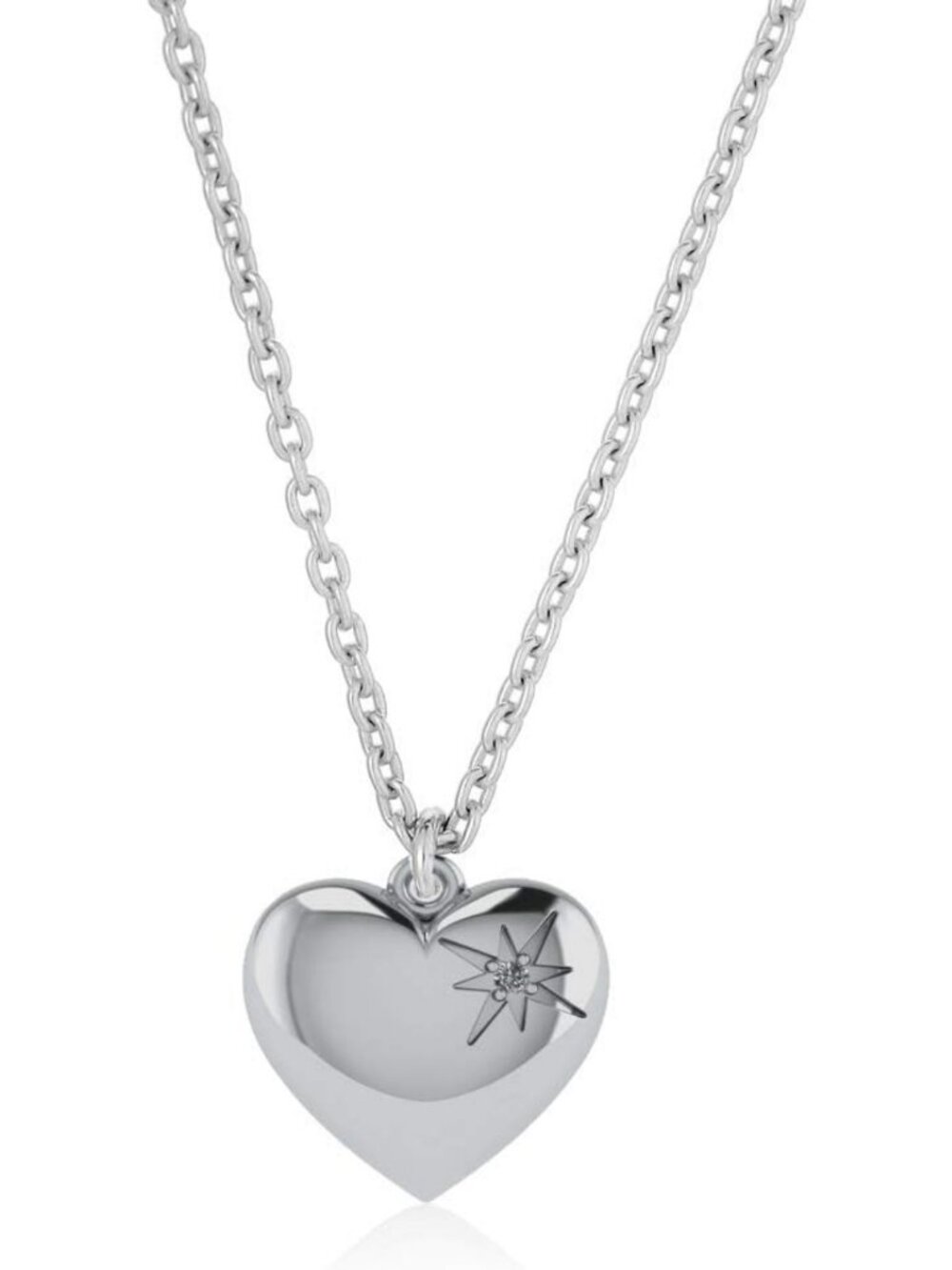 Sterling Silver Rhodium Plated Diamond Heart Pendant Necklace - 925 Stamp, I2-I3